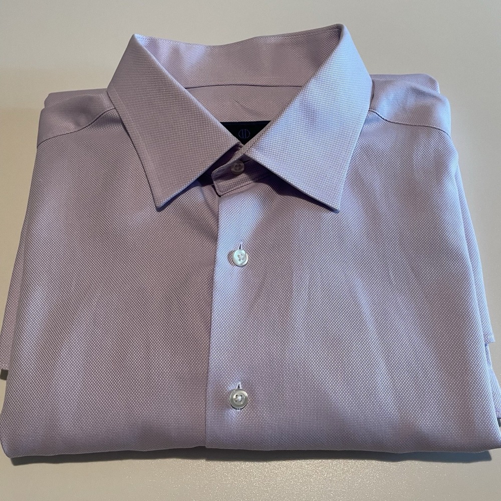 David Donahue Button Down Dress Shirt 17.5 34/35 Long sleeve, Light Purple